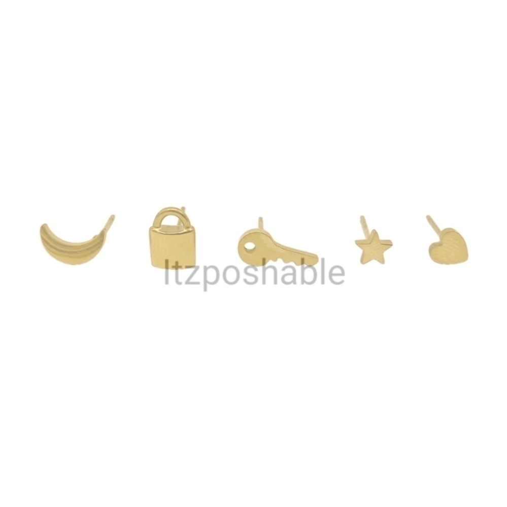 Adornia Goldtone Single Stud Set Unisex